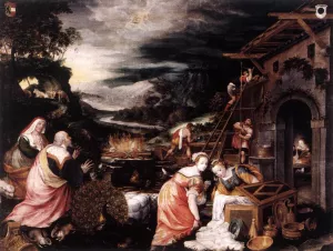 Noah's Ark Cycle: 5. Noah's Sacrifice of Thanksgiving by Kaspar Memberger The Elder Oil Painting