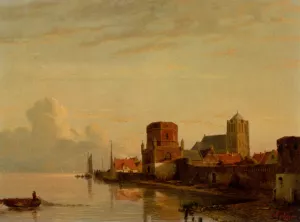 A View of Woudrichem Oil painting by Kasparus Karsen