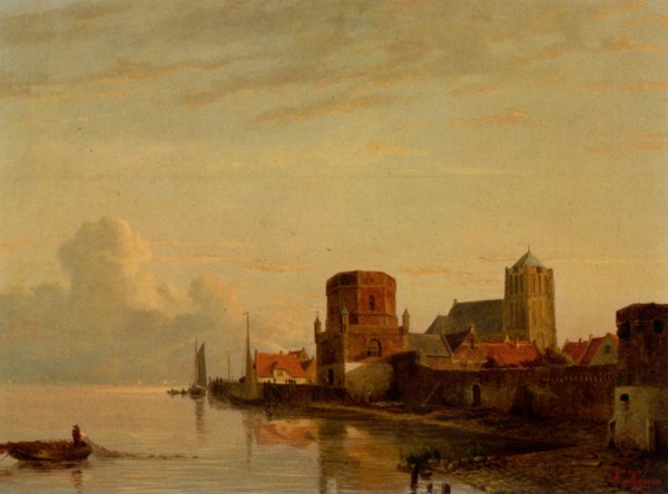 Main Product Photo of A View of Woudrichem Painting by Kasparus Karsen