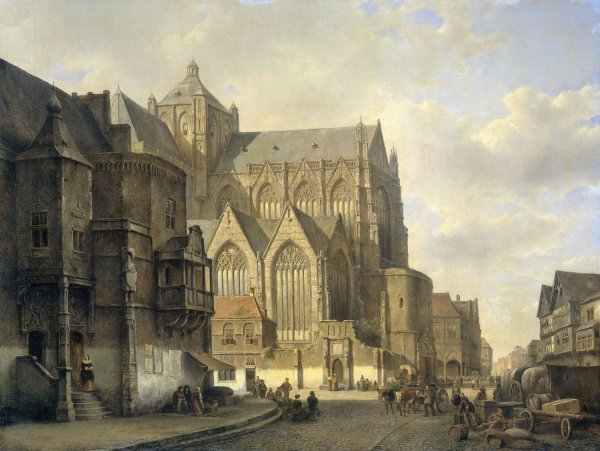 Main Product Photo of View in a Town  Painting by Kasparus Karsen