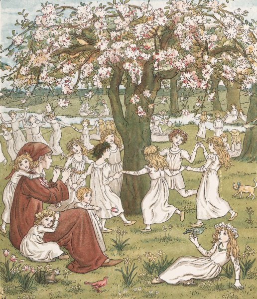 The Pied Piper of Hamelin 1  by Kate Greenaway - Hand-Painted Oil Painting Reproduction