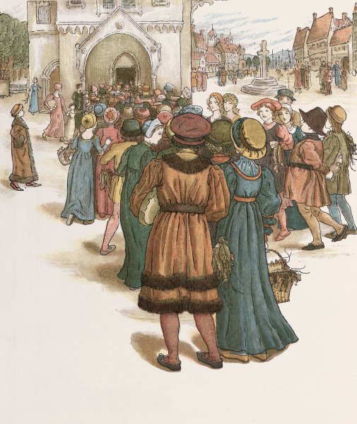 The Pied Piper of Hamelin 11  by Kate Greenaway - Hand-Painted Oil Painting Reproduction