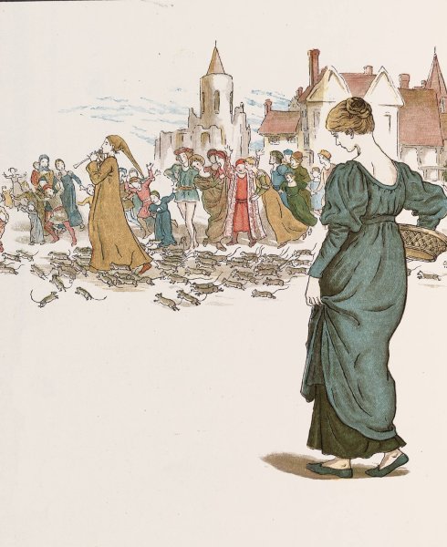 The Pied Piper of Hamelin 15  by Kate Greenaway - Hand-Painted Oil Painting Reproduction