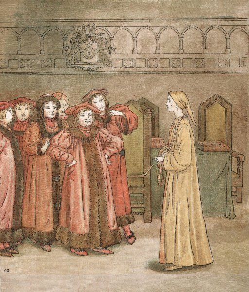 The Pied Piper of Hamelin 18  by Kate Greenaway - Hand-Painted Oil Painting Reproduction