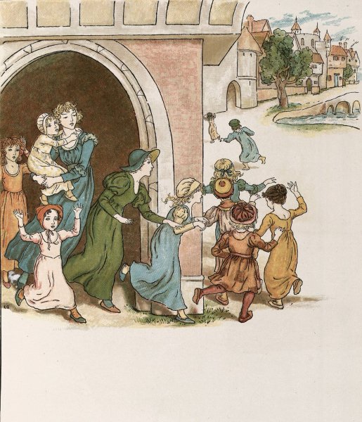 The Pied Piper of Hamelin 27  by Kate Greenaway - Hand-Painted Oil Painting Reproduction