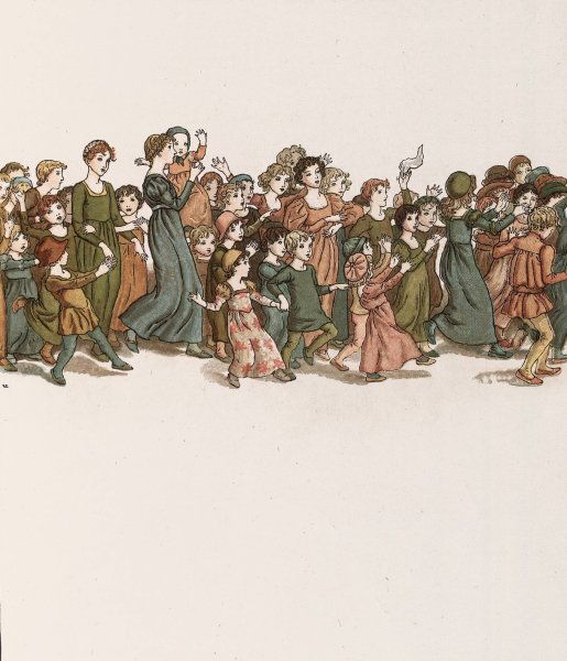 The Pied Piper of Hamelin 33  by Kate Greenaway - Hand-Painted Oil Painting Reproduction