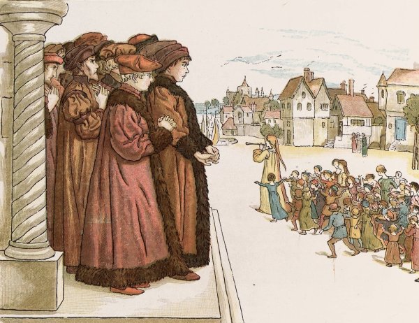 The Pied Piper of Hamelin 36  by Kate Greenaway - Hand-Painted Oil Painting Reproduction