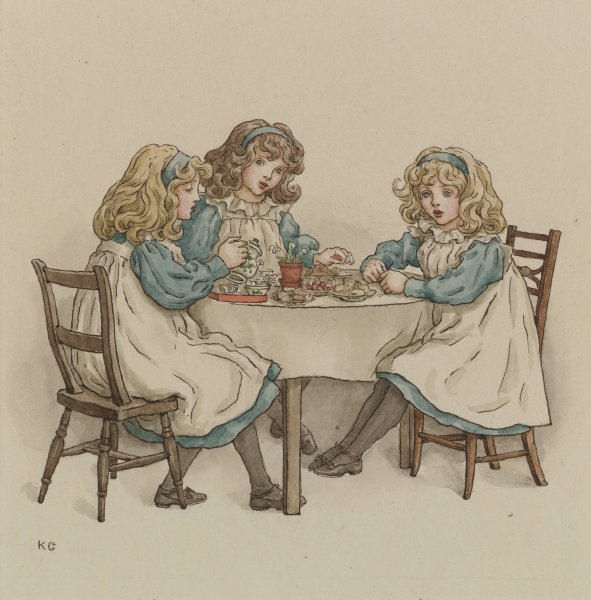 The Tea Party by Kate Greenaway - Hand-Painted Oil Painting Reproduction