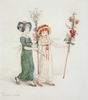 Two Children with Staffs by Kate Greenaway Oil Painting
