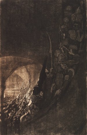 Bewaffnung in einem Gewolbe by Kathe Kollwitz Oil Painting
