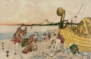 Scene on Beach Oil painting by Katsukawa Shuncho