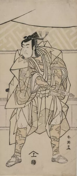 Ichikawa Monnosuke II as a Samurai by Katsukawa Shun'Ei Oil Painting