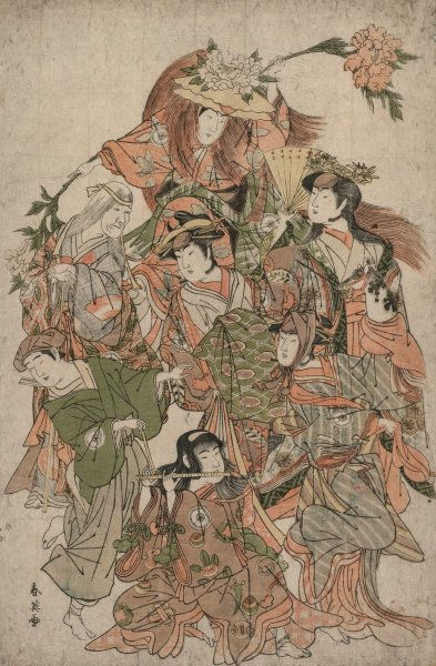 Iwai Hanshiro IV in a Dance of Seven Changes  by Katsukawa Shun'Ei - Hand-Painted Oil Painting Reproduction