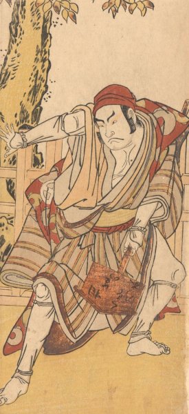 Actor Otoni Hiroje as Pilgrim with Post by Katsukawa Shunko Oil Painting