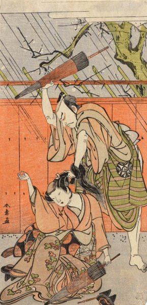 Actors Nakamura Nakazo I and Yamashita Kinsaku II by Katsukawa Shunsho Oil Painting