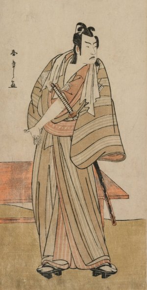Ichikawa Yaozo II as a Otokodate Standing by a Bench by Katsukawa Shunsho Oil Painting