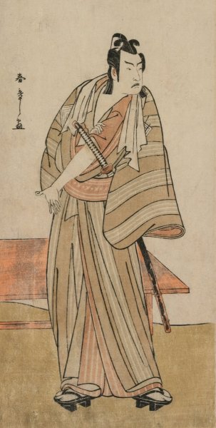 Ichikawa Yaozo II as a Otokodate Standing by a Bench  by Katsukawa Shunsho - Hand-Painted Oil Painting Reproduction