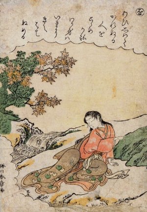 Katsukawa, Woman beside Stream by Katsukawa Shunsho Oil Painting