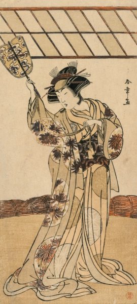 Segawa Kikunojo II as the Referee of a Wrestling Match by Katsukawa Shunsho Oil Painting
