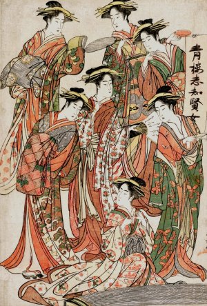 Seven Wise Women of the Pleasure Quarters by Katsukawa Shunsho Oil Painting