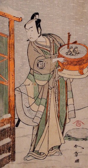 The Actor Arashi Sangoro II as Ito Kuro Disguised as Banta in the Play Izu Goyomi Shibai no Ganjitsu by Katsukawa Shunsho Oil Painting