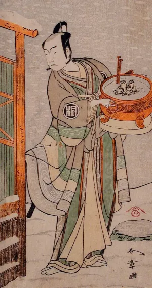 The Actor Arashi Sangoro II as Ito Kuro Disguised as Banta in the Play Izu Goyomi Shibai no Ganjitsu by Katsukawa Shunsho Oil Painting