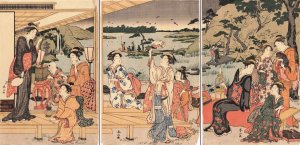 Firefly Hunting Party at Daimyo Garden by Katsukawa Shunzan Oil Painting