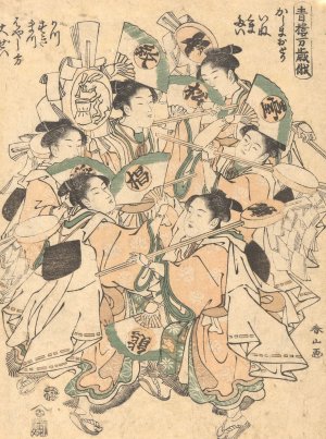 The Niwaka Performance by Katsukawa Shunzan Oil Painting