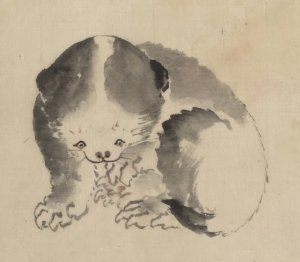 A cat cleaning its claws by Katsushika Hokusai Oil Painting