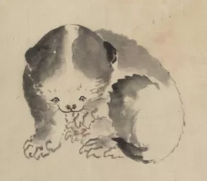 A cat cleaning its claws by Katsushika Hokusai Oil Painting