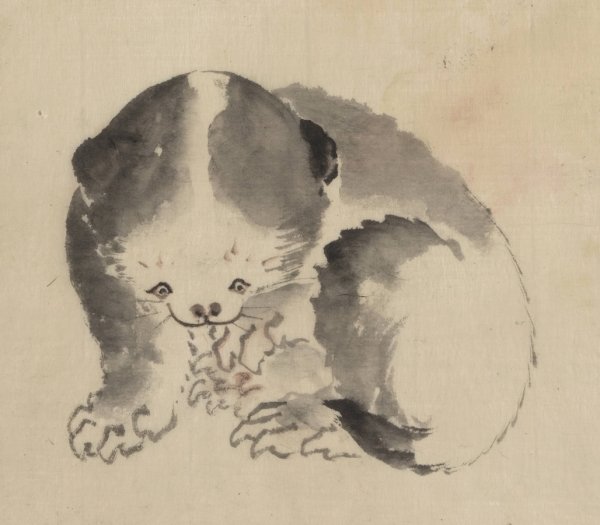 A cat cleaning its claws  by Katsushika Hokusai - Hand-Painted Oil Painting Reproduction