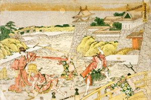 Act III from the Play Kanadehon Chushingura, 'A Kana Primer for the Treasury of Loyal Retainers' by Katsushika Hokusai Oil Painting