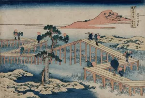 An Ancient Picture of the Eight Part Bridge in Mikawa Province by Katsushika Hokusai Oil Painting