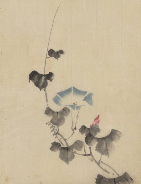 Blue blossom of morning glory on vine  by Katsushika Hokusai - Hand-Painted Oil Painting Reproduction