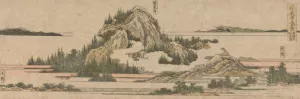 Crags with Snow and Foliage by Katsushika Hokusai Oil Painting