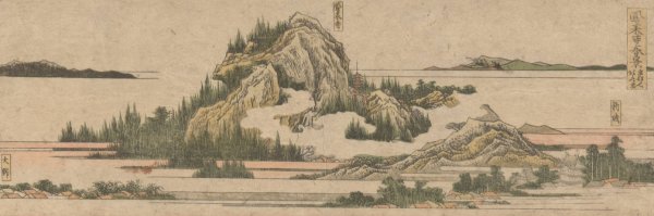 Crags with Snow and Foliage  by Katsushika Hokusai - Hand-Painted Oil Painting Reproduction