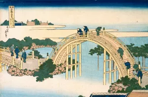 Drum Bridge of Kameido Tenjin Shrine painting by Katsushika Hokusai