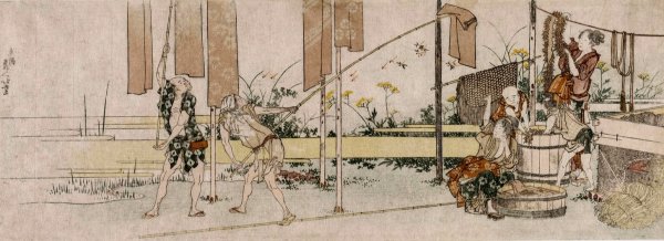 Dyers at Work  by Katsushika Hokusai - Hand-Painted Oil Painting Reproduction