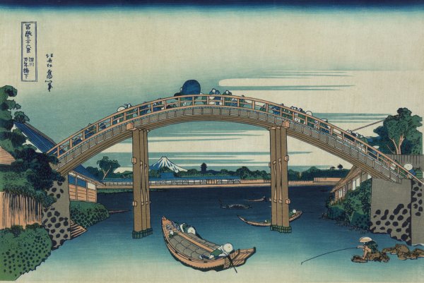 Fukagawa mannenbashi shita  by Katsushika Hokusai - Hand-Painted Oil Painting Reproduction