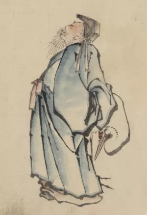 Fukurokuju, the god of wisdom, wealth, long life, and happiness, one of the seven lucky gods by Katsushika Hokusai Oil Painting