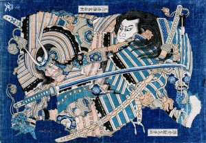 Kamakura no Gengoro Seizing Torinoumi Tasaburo by Katsushika Hokusai Oil Painting