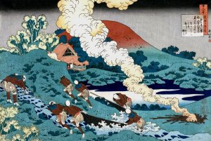 Poem by Kakinomoto no Hitomaro, from the series One Hundred Poems by One Hundred Poets Explained by an Old Nurse by Katsushika Hokusai Oil Painting