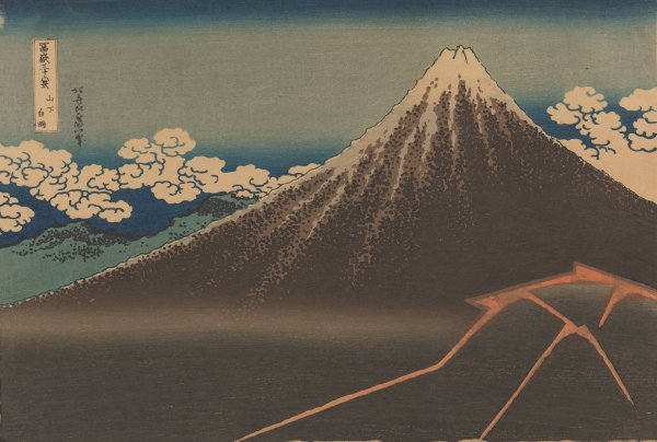Rainstorm beneath the Summit  by Katsushika Hokusai - Hand-Painted Oil Painting Reproduction