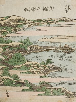 Returning Sails at Yabase by Katsushika Hokusai Oil Painting