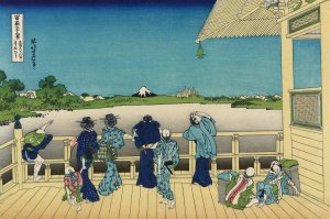Sazai Hall, Temple of Five Hundred Rankan Oil painting by Katsushika Hokusai