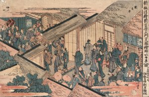 Shinpan ukie shin yoshiwara Omonuchi no zu by Katsushika Hokusai Oil Painting