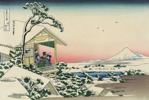 Teahouse at Koishikawa the morning after a snowfall by Katsushika Hokusai Oil Painting