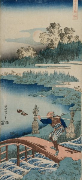 The Rush Gatherer, from the series A True Mirror of Chinese and Japanese Poetry by Katsushika Hokusai Oil Painting