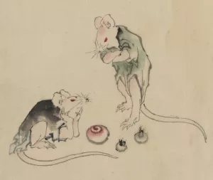 Two mice by Katsushika Hokusai Oil Painting