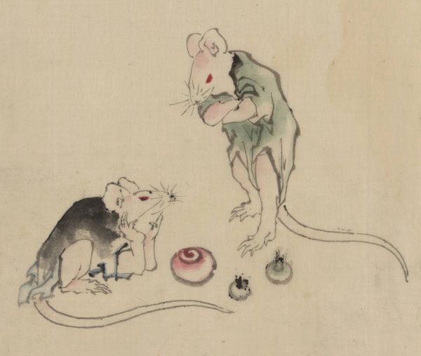 Two mice  by Katsushika Hokusai - Hand-Painted Oil Painting Reproduction